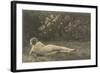 Nude Woman on Grass with Hedges-null-Framed Art Print