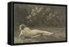 Nude Woman on Grass with Hedges-null-Framed Stretched Canvas