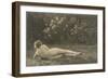 Nude Woman on Grass with Hedges-null-Framed Art Print