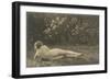 Nude Woman on Grass with Hedges-null-Framed Art Print