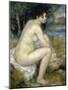 Nude Woman Seated in a Landscape-Pierre-Auguste Renoir-Mounted Giclee Print