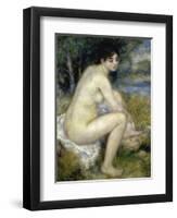 Nude Woman Seated in a Landscape-Pierre-Auguste Renoir-Framed Premium Giclee Print