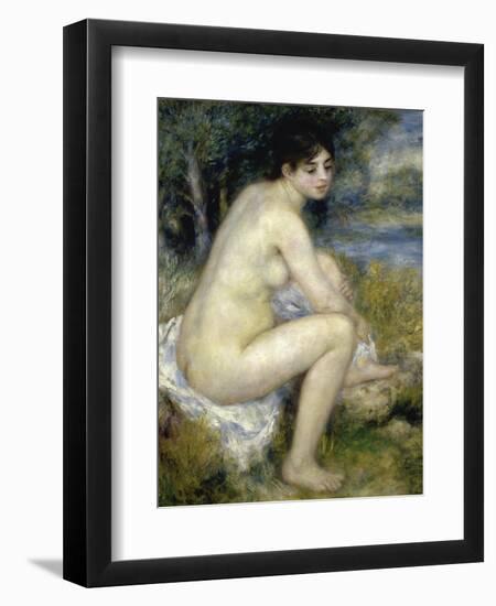 Nude Woman Seated in a Landscape-Pierre-Auguste Renoir-Framed Premium Giclee Print