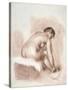 Nude Woman Sitting, Drying Her Right Foot-Pierre-Auguste Renoir-Stretched Canvas