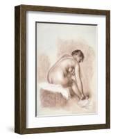 Nude Woman Sitting, Drying Her Right Foot-Pierre-Auguste Renoir-Framed Art Print