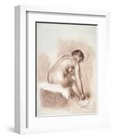 Nude Woman Sitting, Drying Her Right Foot-Pierre-Auguste Renoir-Framed Art Print