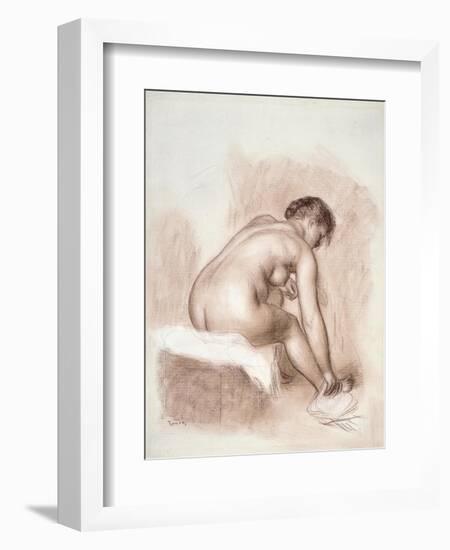 Nude Woman Sitting, Drying Her Right Foot-Pierre-Auguste Renoir-Framed Art Print