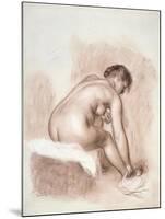 Nude Woman Sitting, Drying Her Right Foot-Pierre-Auguste Renoir-Mounted Art Print