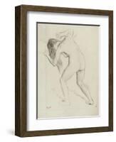 Nude Woman Standing, Leaning Forward, Horses Defeated-Edgar Degas-Framed Giclee Print