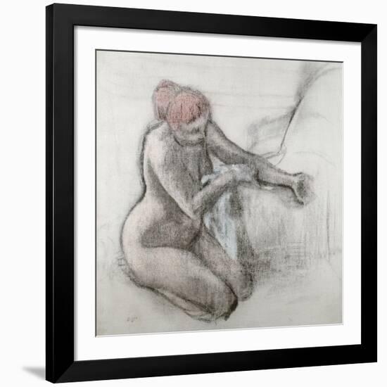 Nude Woman Wiping Herself after the Bath-Edgar Degas-Framed Giclee Print