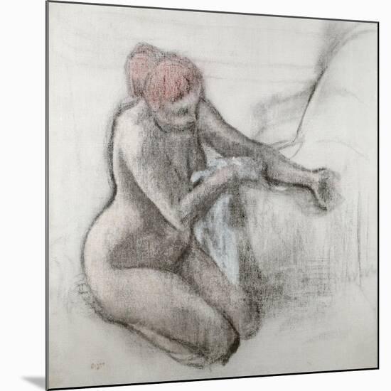 Nude Woman Wiping Herself after the Bath-Edgar Degas-Mounted Giclee Print