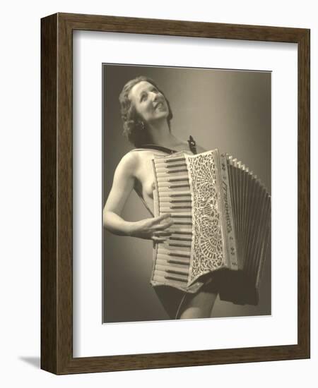 Nude Woman with Accordion-null-Framed Art Print