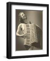 Nude Woman with Accordion-null-Framed Art Print