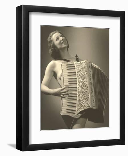 Nude Woman with Accordion-null-Framed Art Print