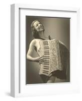 Nude Woman with Accordion-null-Framed Art Print