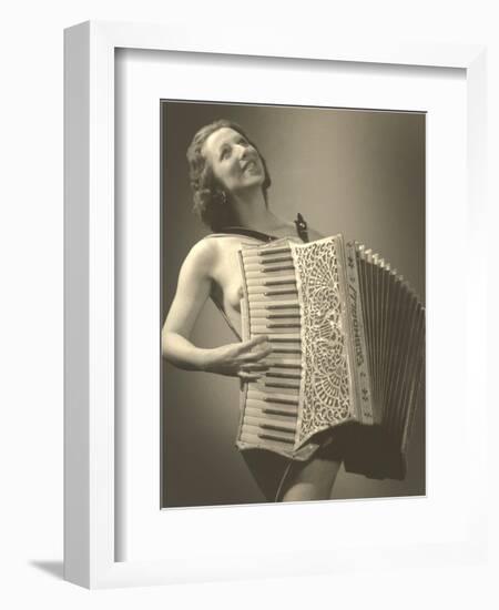 Nude Woman with Accordion-null-Framed Art Print