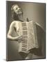 Nude Woman with Accordion-null-Mounted Art Print