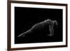 Nude woman with tattoos in yoga pose against black background-Panoramic Images-Framed Photographic Print