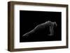 Nude woman with tattoos in yoga pose against black background-Panoramic Images-Framed Photographic Print