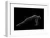 Nude woman with tattoos in yoga pose against black background-Panoramic Images-Framed Photographic Print