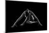 Nude woman with tattoos in yoga pose against black background-Panoramic Images-Mounted Photographic Print