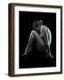 Nude woman with tattoos posing against black background-Panoramic Images-Framed Photographic Print