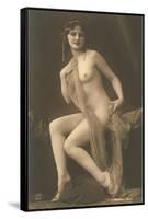 Nude Woman with Wrap-null-Framed Stretched Canvas