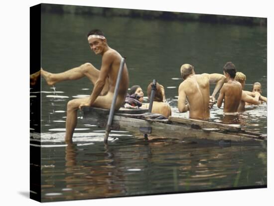 Nude Young Man on Dock, Enjoying Skinny Dipping in River at Woodstock Music and Art Festival-Bill Eppridge-Stretched Canvas