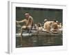 Nude Young Man on Dock, Enjoying Skinny Dipping in River at Woodstock Music and Art Festival-Bill Eppridge-Framed Photographic Print