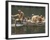 Nude Young Man on Dock, Enjoying Skinny Dipping in River at Woodstock Music and Art Festival-Bill Eppridge-Framed Photographic Print