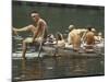Nude Young Man on Dock, Enjoying Skinny Dipping in River at Woodstock Music and Art Festival-Bill Eppridge-Mounted Photographic Print