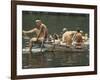 Nude Young Man on Dock, Enjoying Skinny Dipping in River at Woodstock Music and Art Festival-Bill Eppridge-Framed Photographic Print