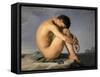 Nude young man sitting by the sea, 1836-Jean-Hippolyte Flandrin-Framed Stretched Canvas