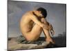 Nude young man sitting by the sea, 1836-Jean-Hippolyte Flandrin-Mounted Giclee Print