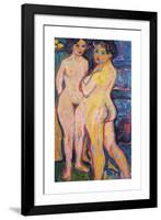 Nudes Standing by a Stove, 1908-Ernst Ludwig Kirchner-Framed Premium Giclee Print