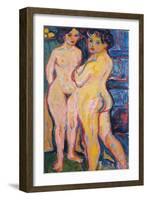 Nudes Standing by Stove, 1908-Ernst Ludwig Kirchner-Framed Giclee Print