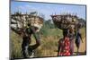 Nuer Women Carrying Sorghum, Gambella Region, Ilubador State, Ethiopia, Africa-Bruno Barbier-Mounted Photographic Print
