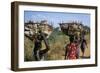 Nuer Women Carrying Sorghum, Gambella Region, Ilubador State, Ethiopia, Africa-Bruno Barbier-Framed Photographic Print