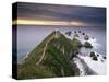 Nugget Point Lighthouse on the Coast and Overcast Sky, the Catlins, South Island, New Zealand-Gavin Hellier-Stretched Canvas
