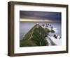 Nugget Point Lighthouse on the Coast and Overcast Sky, the Catlins, South Island, New Zealand-Gavin Hellier-Framed Photographic Print