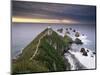 Nugget Point Lighthouse on the Coast and Overcast Sky, the Catlins, South Island, New Zealand-Gavin Hellier-Mounted Photographic Print