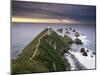 Nugget Point Lighthouse on the Coast and Overcast Sky, the Catlins, South Island, New Zealand-Gavin Hellier-Mounted Photographic Print