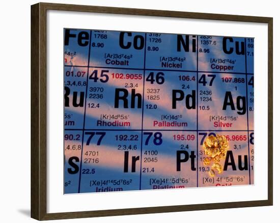 Nuggets of Gold on Periodic Table-David Nunuk-Framed Photographic Print