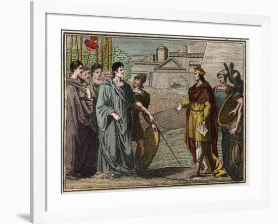 Numa Pompilius, legendary second king of Rome returns the sacred shield to the priests of Mars-French School-Framed Giclee Print