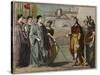 Numa Pompilius, legendary second king of Rome returns the sacred shield to the priests of Mars-French School-Stretched Canvas