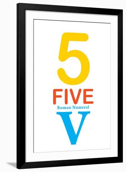 Number 5 with Roman Numeral Banner-null-Framed Art Print
