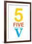 Number 5 with Roman Numeral Banner-null-Framed Art Print