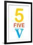 Number 5 with Roman Numeral Banner-null-Framed Art Print