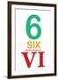 Number 6 with Roman Numeral Banner-null-Framed Art Print