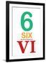 Number 6 with Roman Numeral Banner-null-Framed Art Print